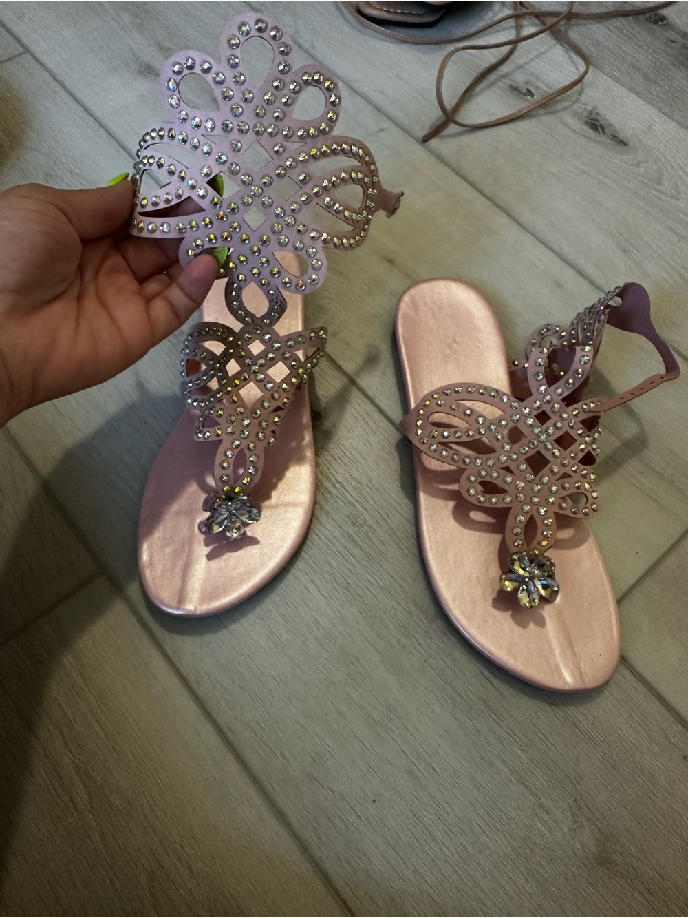 Embellished Pink Rhinestone Butterfly Sandals